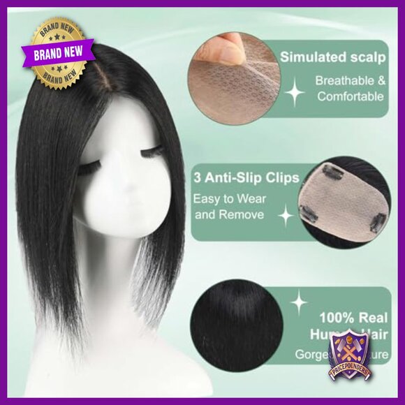 Real Human Hair Topper 16 Inch Glueless Clip In For Thinning Hair main image 6